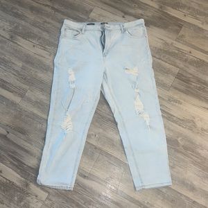 Distressed Light Wash Mom Jeans
